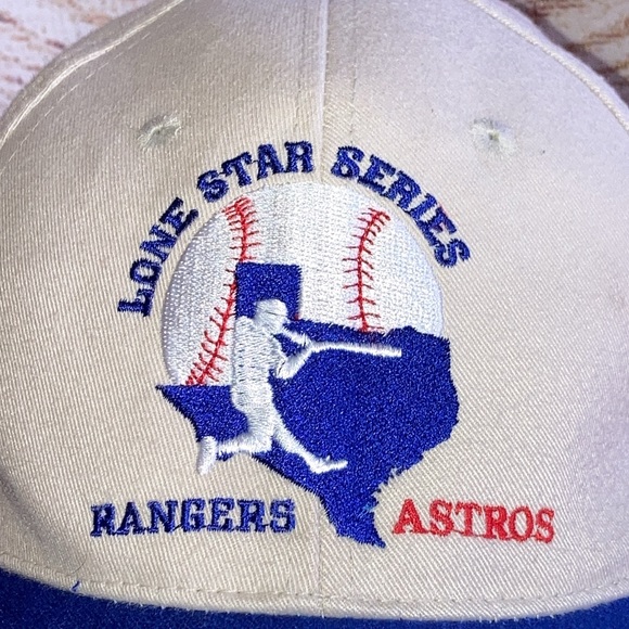 EUC Vintage 90's Lone Star Series Rangers Vs Astros Strapback Hat by BD&A - Picture 2 of 8